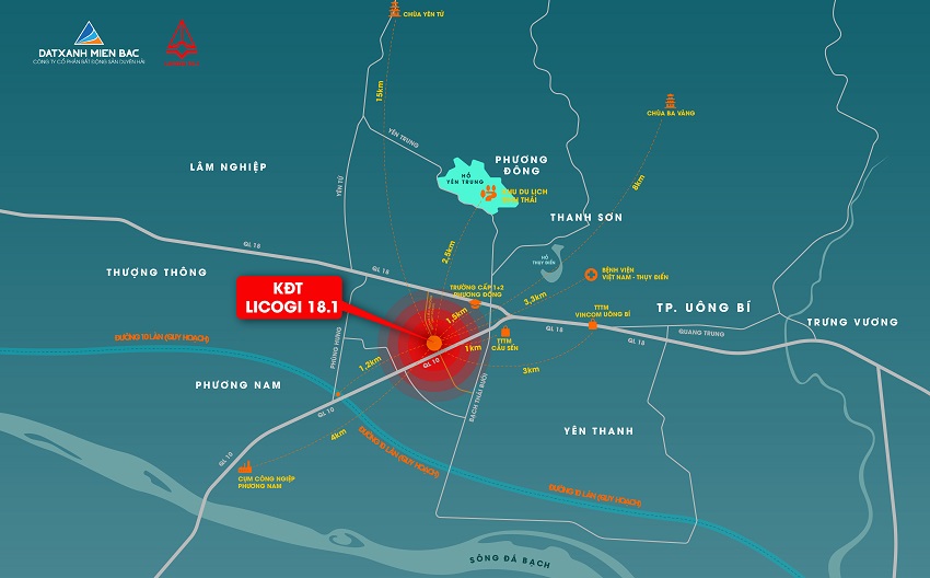 Vị trí liên kết vùng dự án Licogi 18.1 Uông Bí